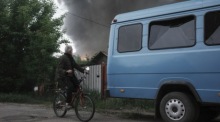 Beschuss durch russische Gleitbomben in Charkiw. Foto: epa/George Ivanchenko