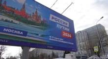 Vorbereitungen in Moskau vor den Präsidentschaftswahlen in Russland. Foto: epa/Maxim Shipenkov