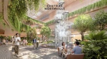 Der geplante Innengarten mit Wasserinstallationen und großzügigen Grünflächen soll das biophile Designkonzept des neuen Einkaufszentrums prägen. Foto: Central Pattana Plc