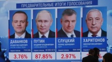Der russische Präsident Putin führt bei den Präsidentschaftswahlen in Russland. Foto: epa/Maxim Shipenkov