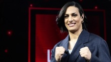 Olympiasiegerin Imane Khelif ist zu Gast in der RAI-Sendung „Lo stato delle Cose“ mit Moderator Massimo Giletti in Rom. Foto: epa/Angelo Carconi