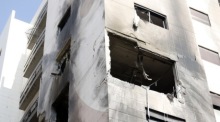 Ein nach einem Raketeneinschlag in Damaskus beschädigtes Gebäude. Foto: epa/Youssef Badawi