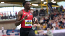 Deutsche Meisterschaft, 60 Meter der Männer. Owen Ansah in seinem Vorlauf. Gegen Ansah läuft nun ein Verfahren der Nationalen Anti Doping Agentur. Foto: Bernd Thissen/dpa