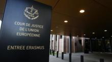 Der Haupteingang des Europäischen Gerichtshofs (EuGH) in Luxemburg. Foto: epa/Julien Warnand