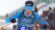 Tommaso Giacomel startet in der 4x7,5-km-Staffel der Biathlon-Wettbewerbe in Antholz. Foto: epa/Pierre Teyssot