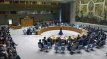 Der Sicherheitsrat trifft sich vor der Abstimmung über eine Resolution für eine Waffenruhe im Gazastreifen. Foto: Seth Wenig/Ap/dpa