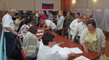 Parlamentswahlen auf der Krim. Foto: epa/Artur Shvarts