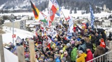 Zielbereich bei den Bob-Weltmeisterschaften in St. Moritz. Foto: epa/Mayk Wendt