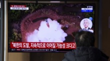 Die Reaktion von Seoul nach dem Abschuss einer Interkontinentalrakete durch Nordkorea in der Ostsee. Foto: epa/Jeon Heon-kyun