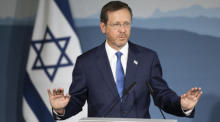 President Isaac Herzog of Israel in Kehrsatz near Bern. Photo: epa/PETER KLAUNZER