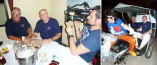 Links: Horst und Ingo beim RTL2-Dreh. Rechts: Willi Wedel (links im Bild) ging mit Horst und Ingo auf Tuktuk-Tour. Fotos: bj   