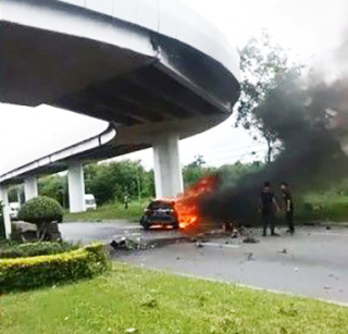 Die Unfallstelle auf dem Friendship Highway in der Nordostprovinz Nakhon Ratchasima. Foto: Screenshot