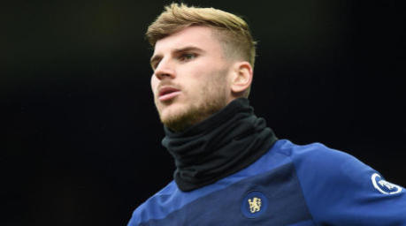 Timo Werner in Liverpool. Foto: epa/Peter Powell