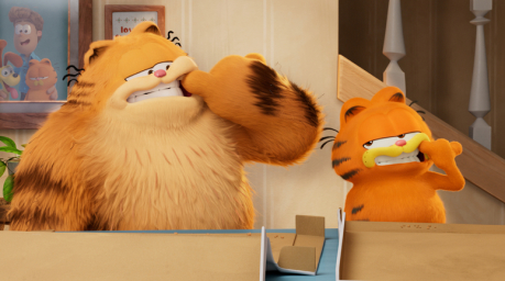 Garfield und sein Vater in THE GARFIELD MOVIE «Garfield - Eine Extra Portion Abenteuer». Foto: Dneg Animation/Sony Pictures/dpa
