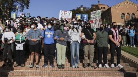 Protestlager der Pro-Palästina-Bewegung an der UCLA. Foto: epa/Allison Dinner