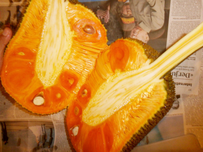 Auch aufgeschnitten gleicht diese Frucht fast einem Kunstwerk, bietet ein höchst interessantes Innenleben.  Fotos: hf