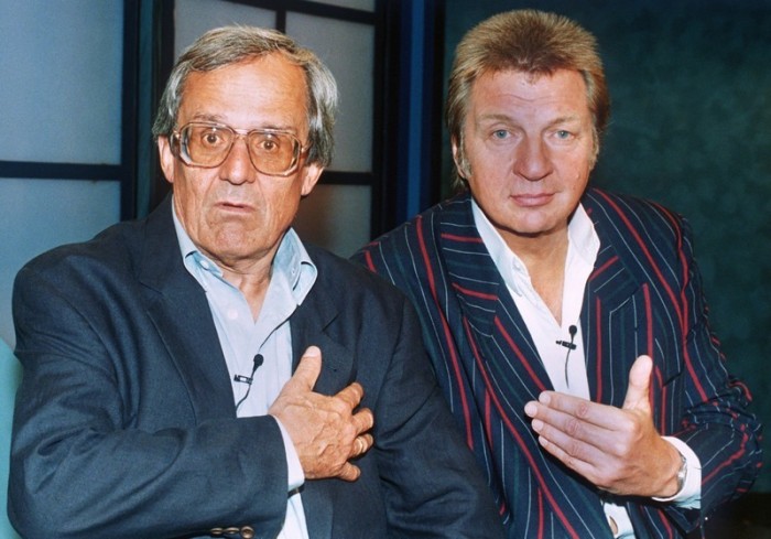 Dieter Hildebrandt und Werner Schneyder (r.), 1993. Foto: epa/Hubert Link