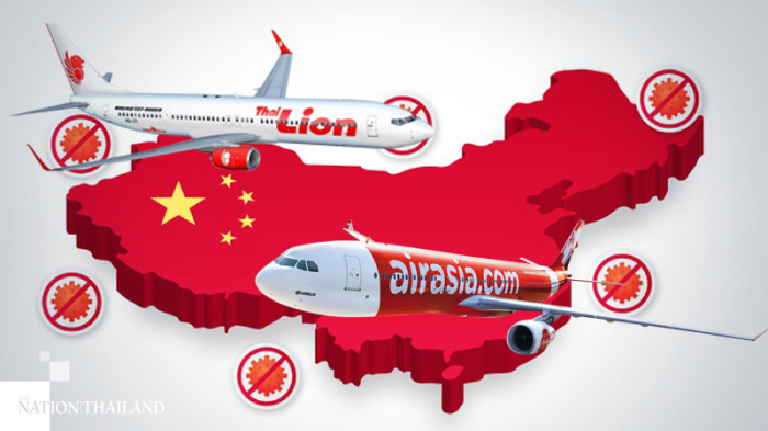 Flugverbot für Thai AirAsia X und Thai Lion Air in China. Foto: The Nation