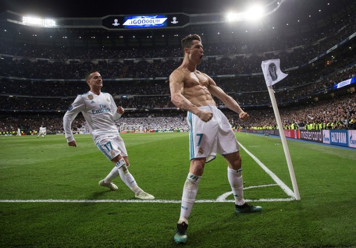  Real Madrids Cristiano Ronaldo (R) feiert neben Lucas Vazquez (L). Foto: epa/Rodrigo Jimenez