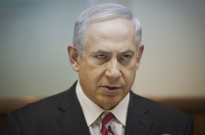 Der israelische Premierminister Benjamin Netanjahu in einer wöchentlichen Kabinettssitzung in Jerusalem. Foto: epa/Dan Balilty