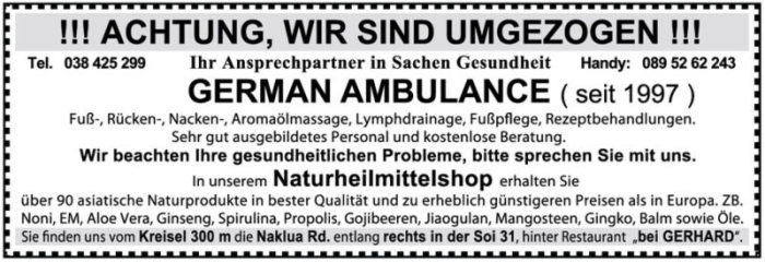 German Ambulance an neuer Adresse