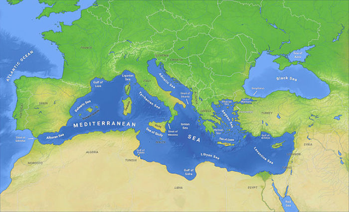 Die Karte des Mittelmeers. Foto: epa/Wikipedia