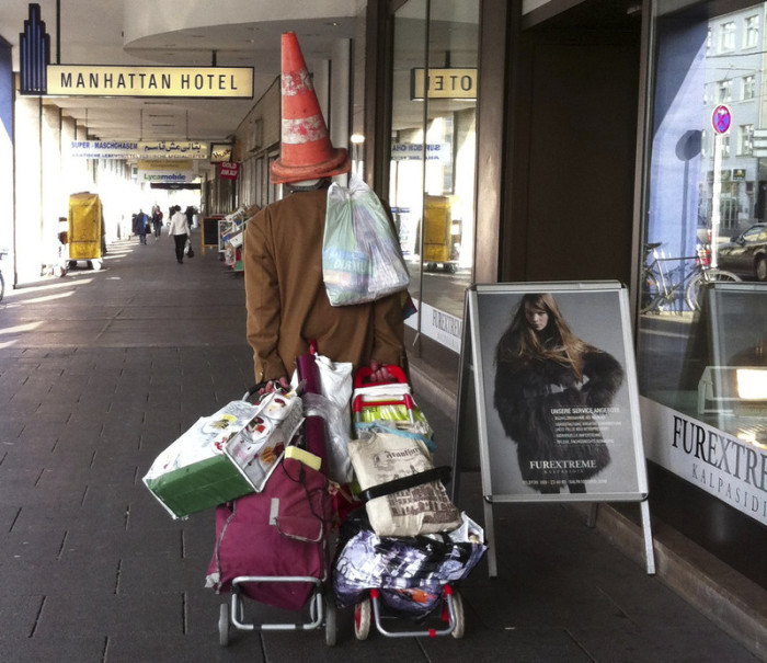 Obdachloser in Frankfurt am Main. Foto: epa/Sara Houlison