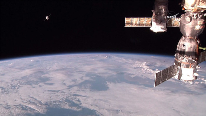 Russischer Frachter kommt an der Internationalen Raumstation an. Foto: epa/Nasa Tv