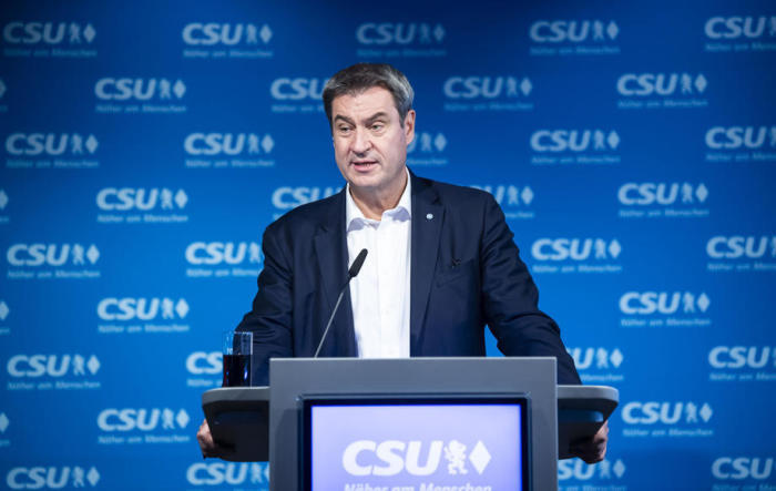 Der Vorsitzende der Christlich-Sozialen Union (CSU) Markus Soeder spricht während einer Pressekonferenz nach der Bundestagswahl in München. Foto: epa/Lukas Barth-tuttas