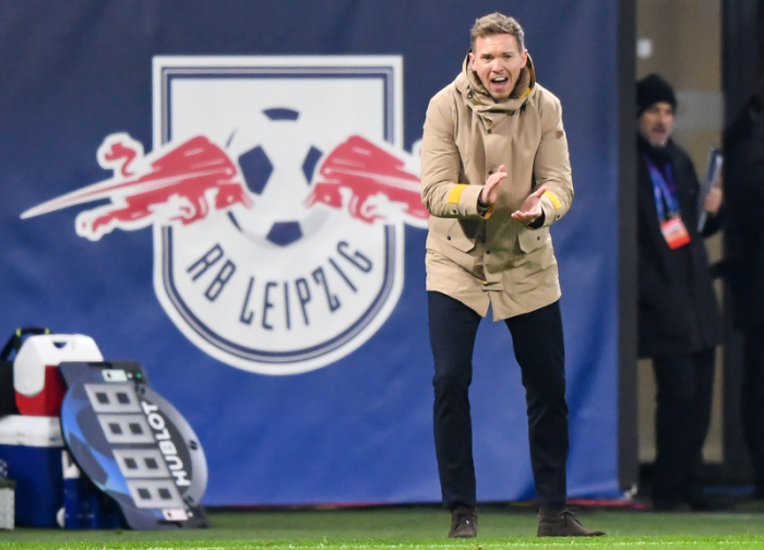 Leipzigs Trainer Julian Nagelsmann reagiert an der Seitenlinie. Foto: Robert Michael/Dpa-zentralbild/dpa