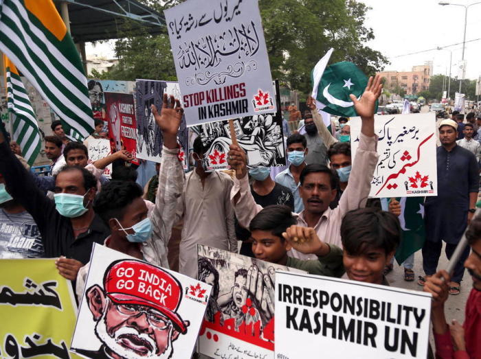 Proteste gegen Indien in Pakistan. Archivfoto: epa/Rehan Khan