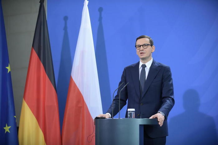 Der polnische Premierminister Morawiecki in Berlin. Foto: epa/Marcin Obara