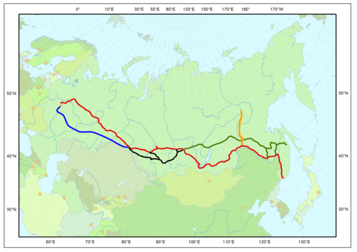 Strecke der Transsibirische Eisenbahn. Foto: Wikimedia/Aaronrichard
