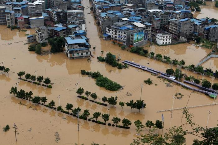 Das Gebiet Guangxi ist eines der am stärksten von den Überschwemmungen betroffenen Gebiete Chinas. Foto: epa/Liao Ziyuan