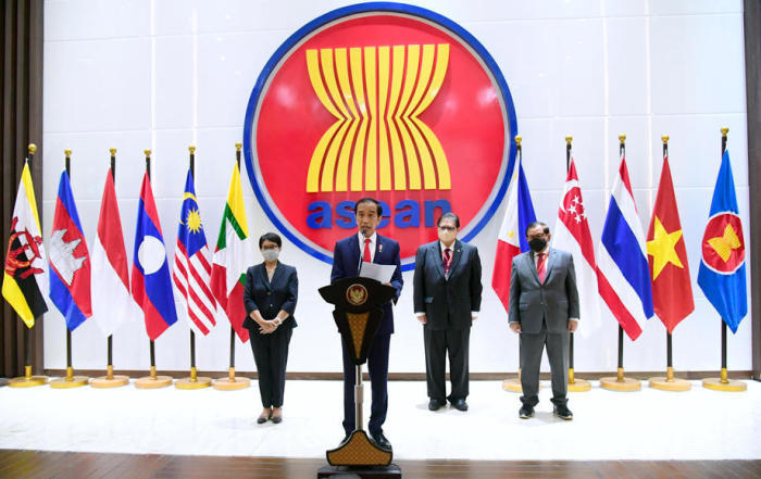 Das Treffen der Führer der ASEAN zur Myanmar-Krise in Jakarta. Foto: epa/Muchlis Jr/indonesian Presidenti