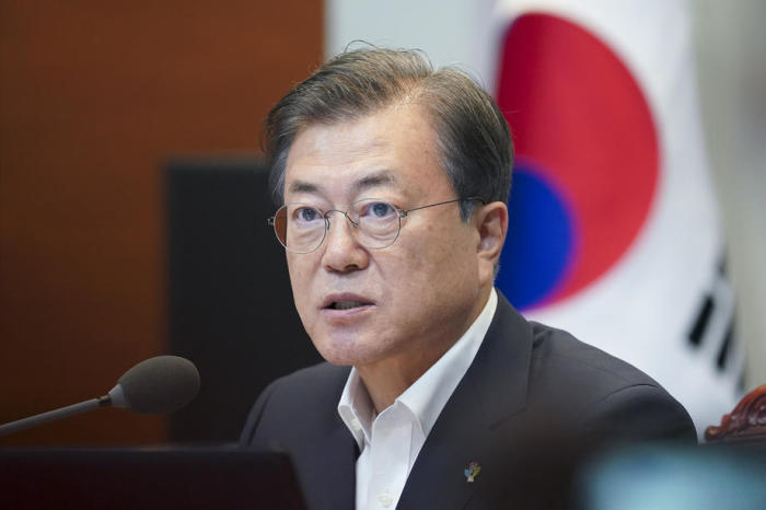 Der südkoreanische Präsident Moon Jae-in hat eine Rede gehalten. Foto: epa/Yonhap