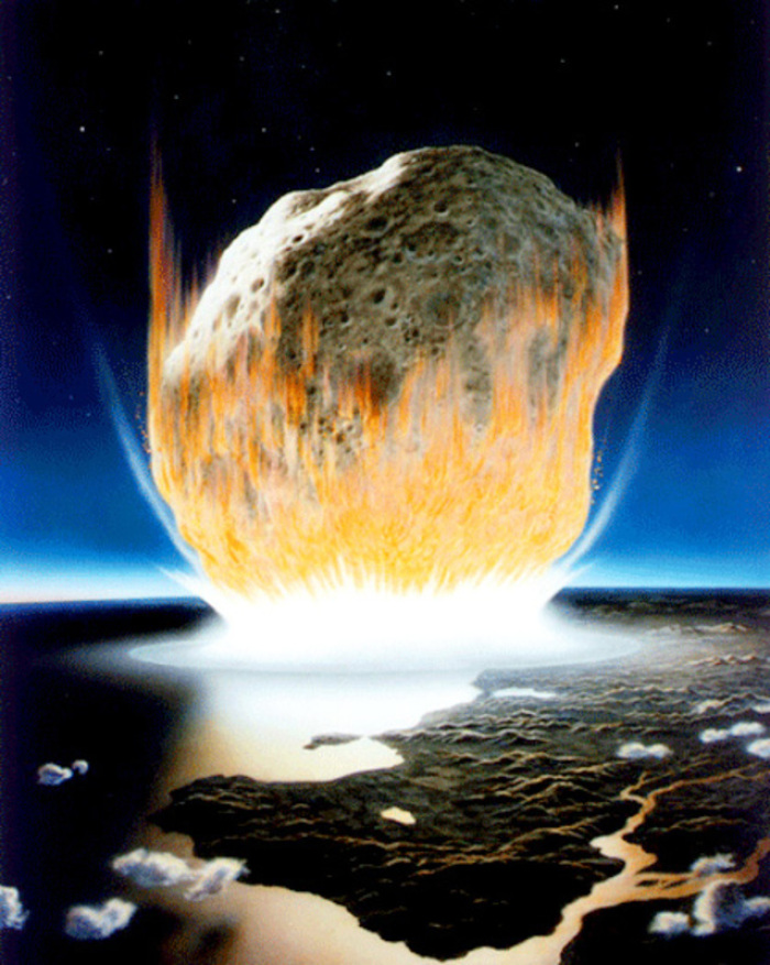 Dies ist die künstlerische Interpretation eines Asteroidenaufpralls auf der Erde. Foto: Don Davis/Nasa/dpa