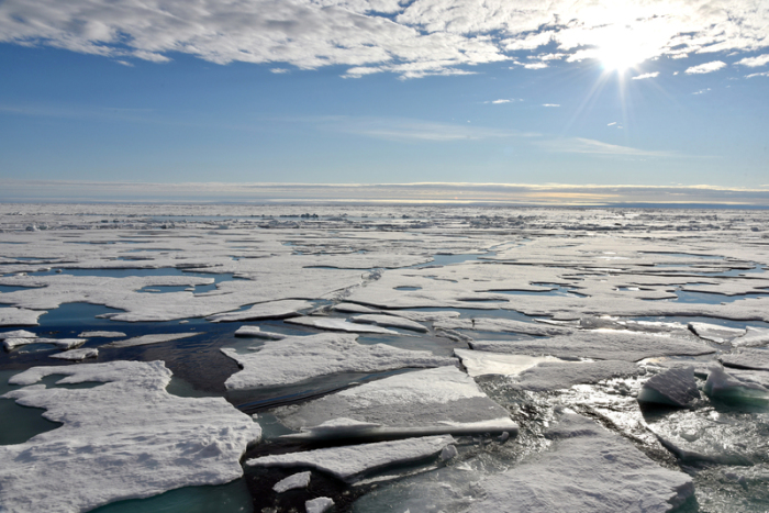 Auf dem Arktischen Ozean am Nordpol schwimmen Eisplatten. Die Arktis ist in den vergangene Jahrzehnten zum «Hotspot» des Klimawandels geworden. Foto: Ulf Mauder/Dpa