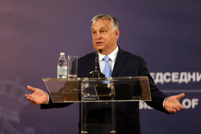 Der ungarische Premierminister Viktor Orban spricht während einer Pressekonferenz. Foto: epa/Andrej Cukic