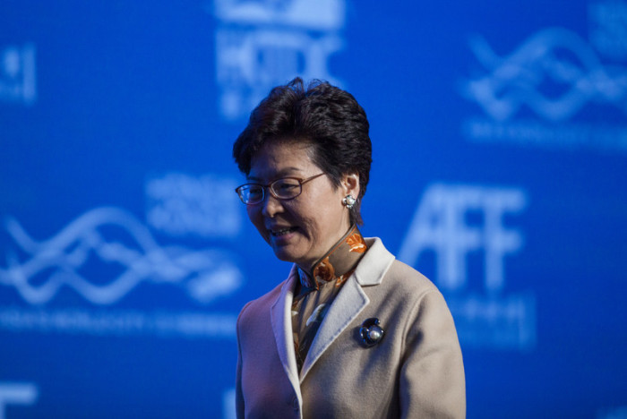 Hongkongs Generaldirektor Carrie Lam. Foto: epa/Alex Hofford
