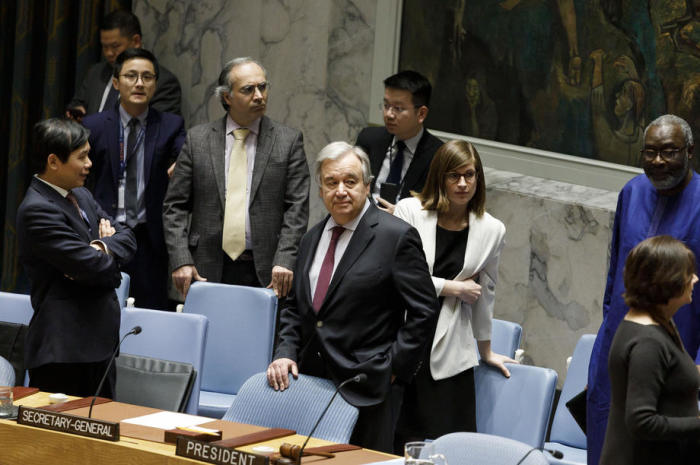 Generalsekretär der Vereinten Nationen Antonio Guterres (C). Foto: epa/Justin Lane