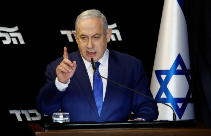 Benjamin Netanjahu, Ministerpräsident von Israel, gibt eine Stellungnahme nach der Wahl zum Vorsitzenden der Likud-Partei ab. Foto: ---/Xinhua/dpa 