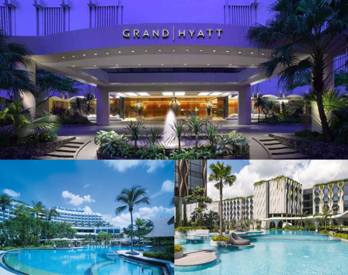 Foto: The Grand Hyatt Singapore, Shangri-La's Rasa Sentosa Resort & Spa und Village Hotel Sentosa