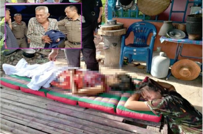 Mit dem Messer regelrecht abgeschlachtet hat in Kalasin ein 72-jähriger Thai seine 66-jährige Ehefrau. Vorausgegangen war ein Streit um Geld. Foto: Daily News
