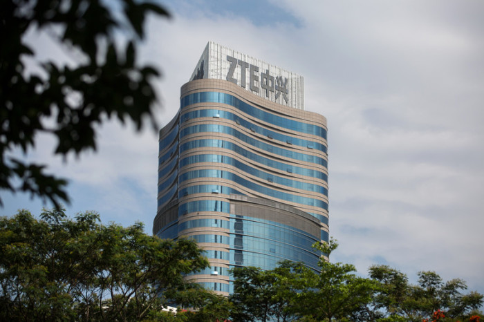 Logo der ZTE Corporation am Hauptsitz des Unternehmens in Shenzhen. Foto: epa/Stringer