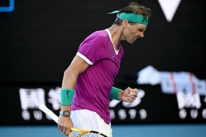 Der spanische Spieler Rafael Nadal feiert seinen Sieg im Viertelfinale gegen Denis Shapovalov. Foto: epa/Dean Lewins