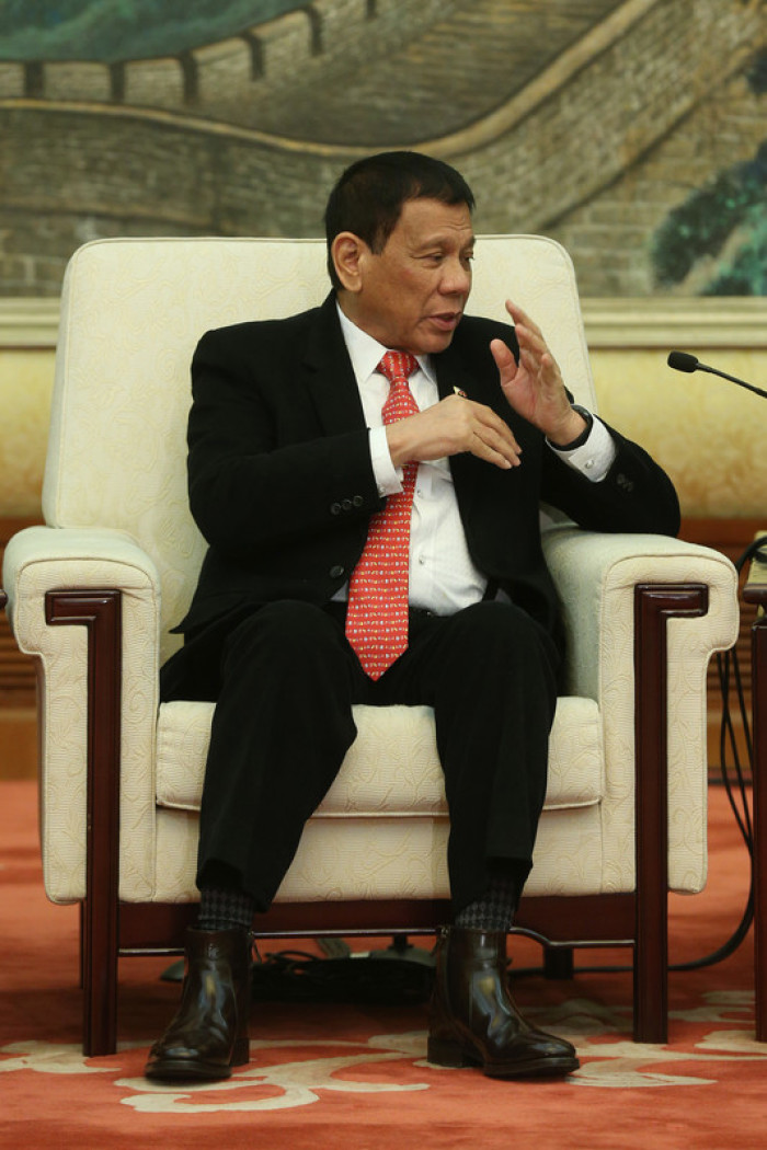  Der philippinische Präsident Rodrigo Duterte bei seinem Besuch in Peking. Foto: epa/Wu Hong