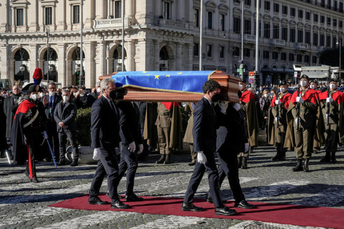 Staatsbegräbnis für den verstorbenen EU-Parlamentspräsidenten David Sassoli. Foto: epa/Alessandro Di Meo