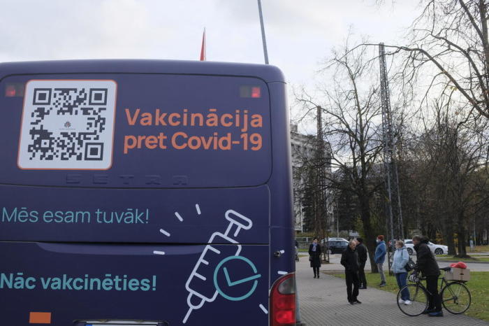 Ein Impfbus gegen die Coronavirus-Krankheit (COVID-19) ist in Riga zu sehen. Foto: epa/Valda Kalnina