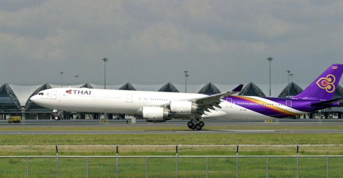 Ein Airbus A340-600 der Fluggesellschaft Thai Airways International. Foto: epa/Narong Sangnak